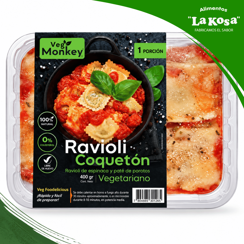 raviolivegano Ravioli vegetariano Espinaca Ricota - Vegmonkey | 310 grs - Imagen 1